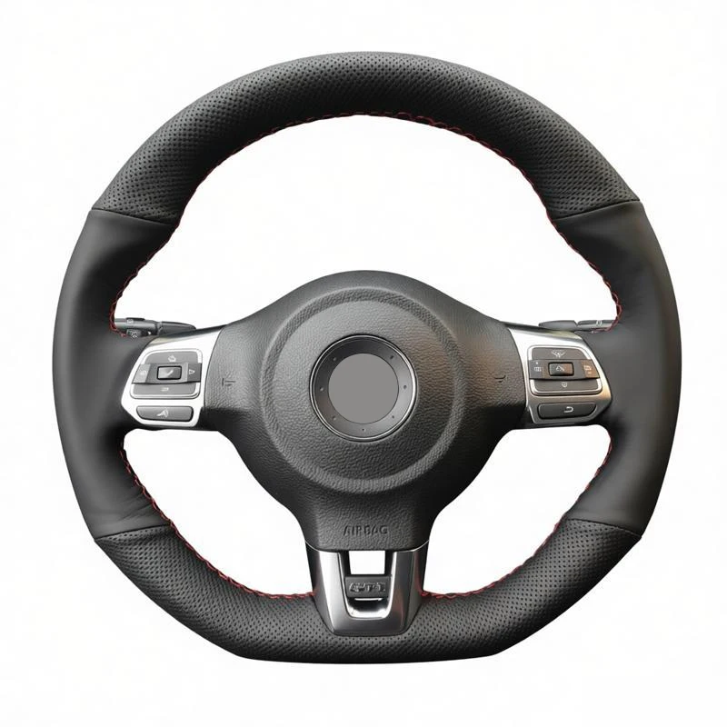 Car Steering Wheel Cover Leather for Volkswagen Golf 6 GTI MK6 VW Polo GTI Scirocco R Passat CC R-Line 2010 Car Interior