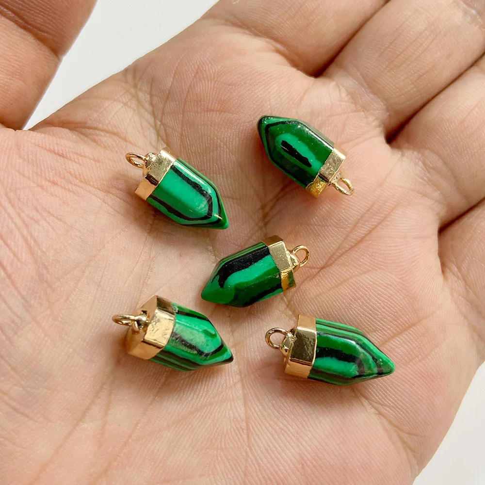 Wholesale Hexagonal Prism Bullet Stone Pendants Natural Stone Quartzs Agates Point Healing Charm For DIY Jewelry Making Necklace