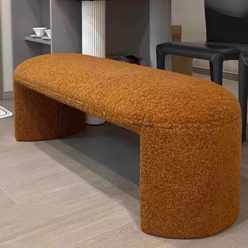 

Design Hallway Ottoman Stools Dressers Mobile Living Room Stool Lambswool Bench Shoes Change Stool Bedroom Makeup Ottomans