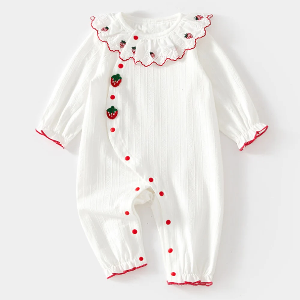 Baby Girl Summer Romper Long Sleeve Cotton Floral Embroidery Princess Infant Clothing Thin Breathable Baby Jumpsuit New Arrival