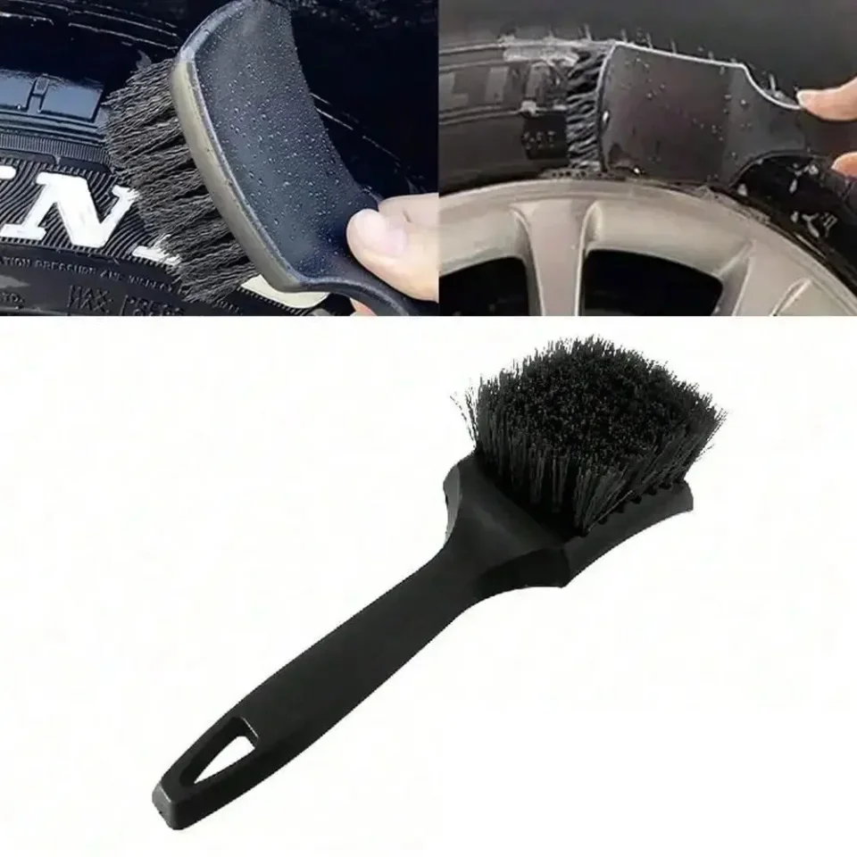Escova para Limpeza de Rodas e Pneus de Carro, Acessório Preto para Detalhamento e Lavagem Automotiva