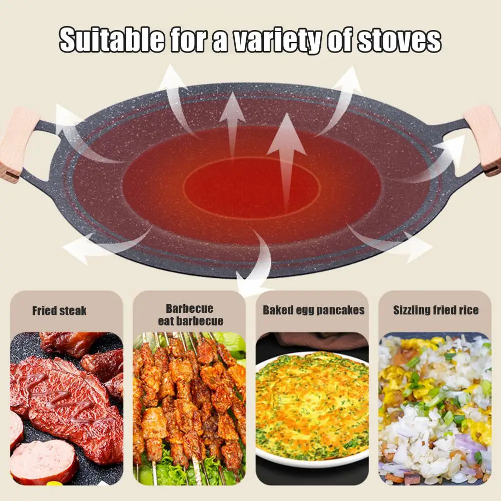 Barbecue Tray Cast Iron Campfire Cooking Pan Korean Style Bbq Grill Pan for Stove Top Cast Iron Camping Griddle Non-stick Round