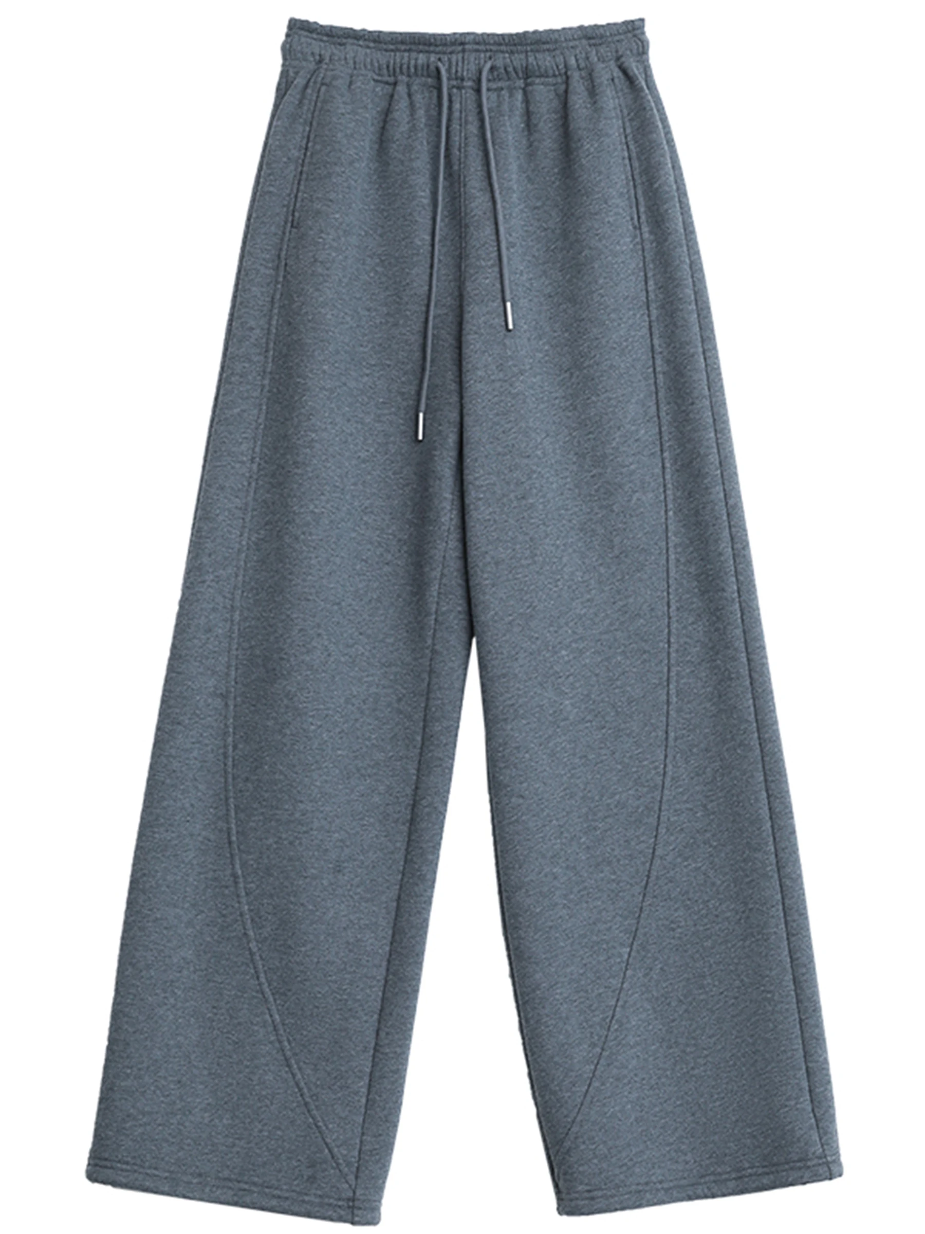 กางเกงขายาวผู้หญิง CHIC VEN ทรงหลวม สไตล์ลำลอง ขาตรง ผ้าพลัฌ มีเชือกผูกเอว ยืดหยุ่น ใส่สบาย อุ่น เหมาะสำหรับฤดูใบไม้ร่วงและฤดูหนาว ปี 2025