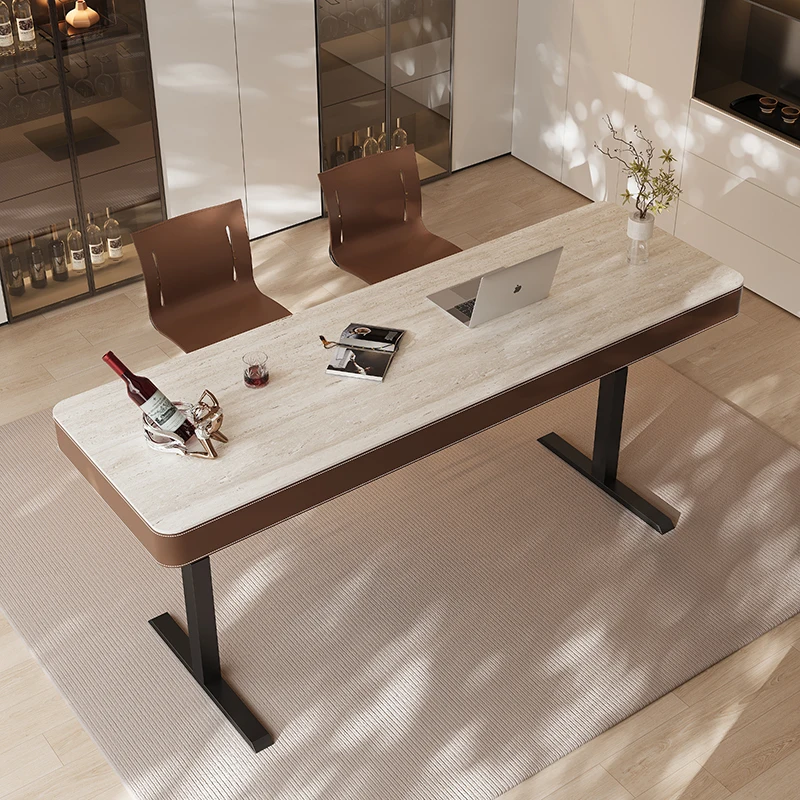 Travertine Slate Electric Lifting Bar Table Home Computer Desk