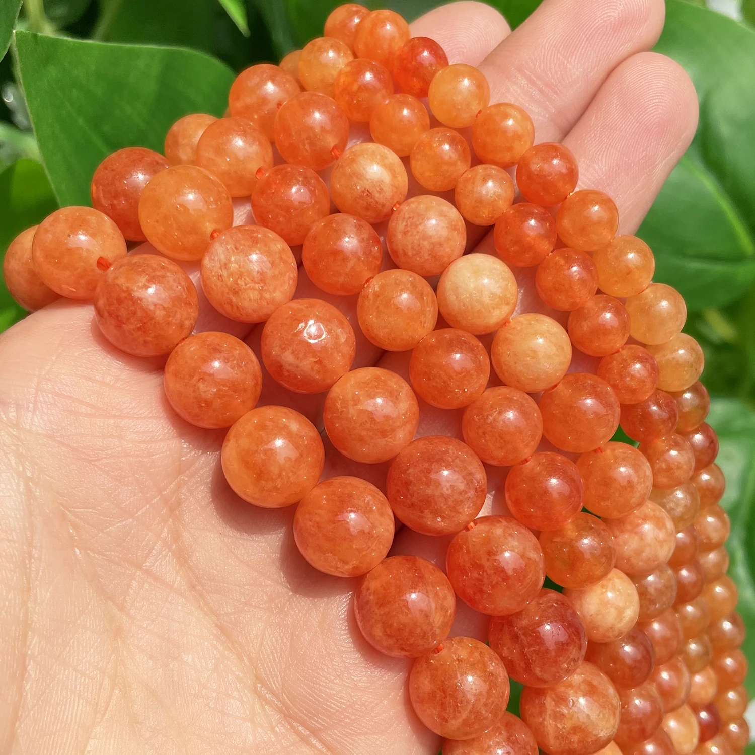 6/8/10mm Natural Stone Orange Jade Beads Gemstone Round Loose Spacer Jaspers Beads for Diy Jewelry Bracelet Making 15\