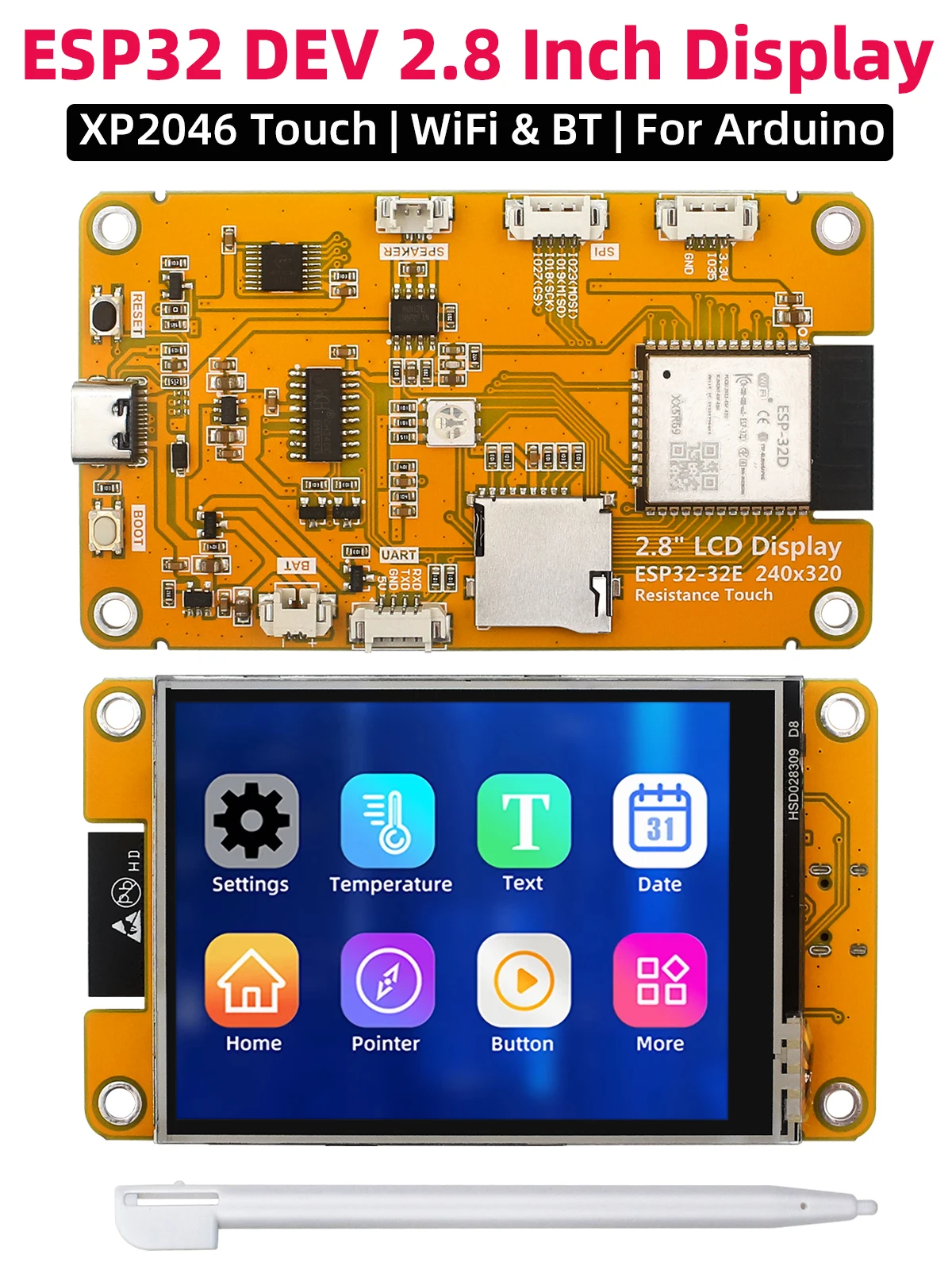 Płytka rozwojowa ESP32 WiFi Bluetooth Type-C 2,8-calowy ekran dotykowy XPT2046 240*320 TFT LCD Smart Display dla Arduino LVGL — 2