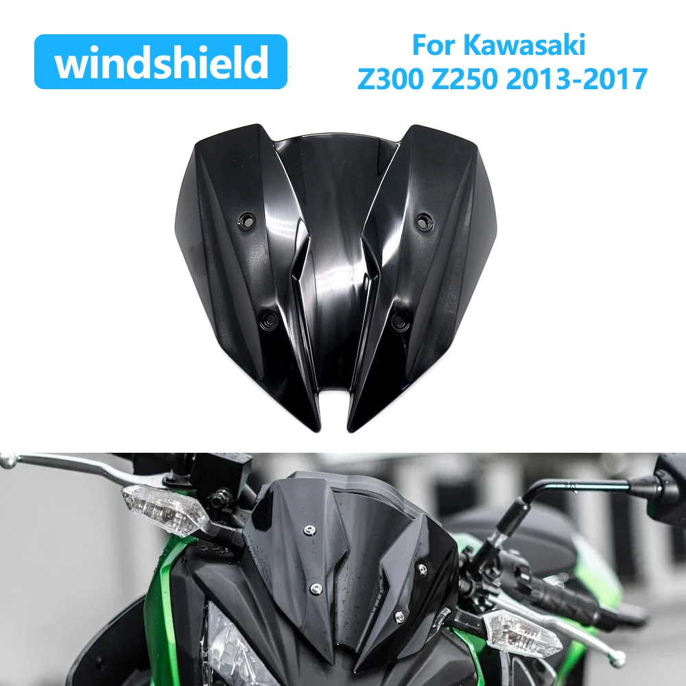 

Windshield Windscreen Wind Deflectors Screen Double Bubble Motorcycle Accessories For Kawasaki Z300 Z250 Z 300 Z 250 2013-2017