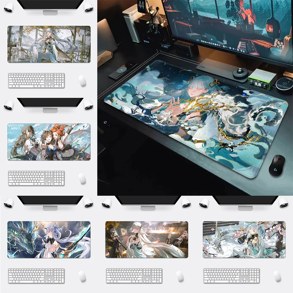 W-Wuthering Wave Jinhsi Mousepad HD Printing Computer Gamers Locking Edge Non-slip Mouse Pad XXL90x40cm Keyboard PC Desk Pad