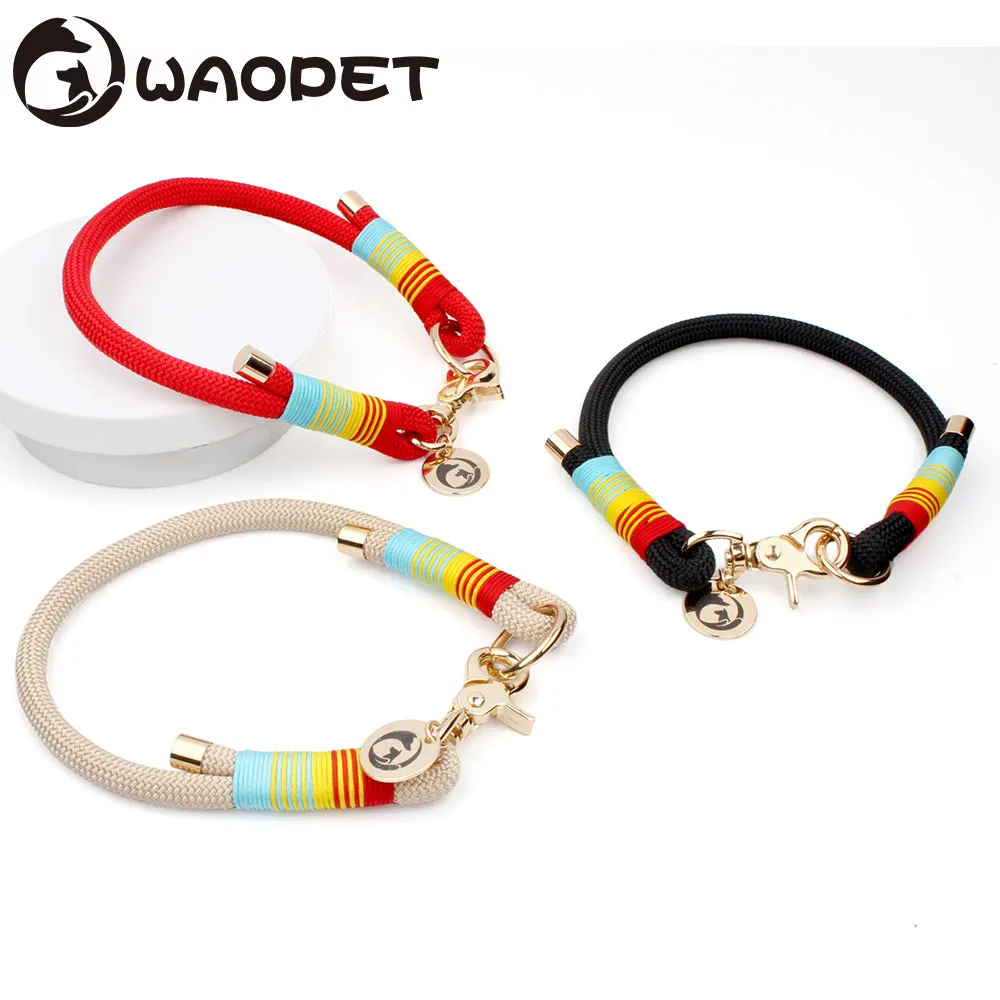 

WAOPET Christmas New Pet Dog Collar For Small Medium And Large Dog Collar Walking Dogs Colorful P Nylon Rope Dogs Supplies 2025