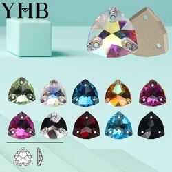 YHB Top Quality Fat Trilliant Glass Siam Crystal AB Sewing Stones Flatback Sew on Rhinestones For Garment Clothes Bags