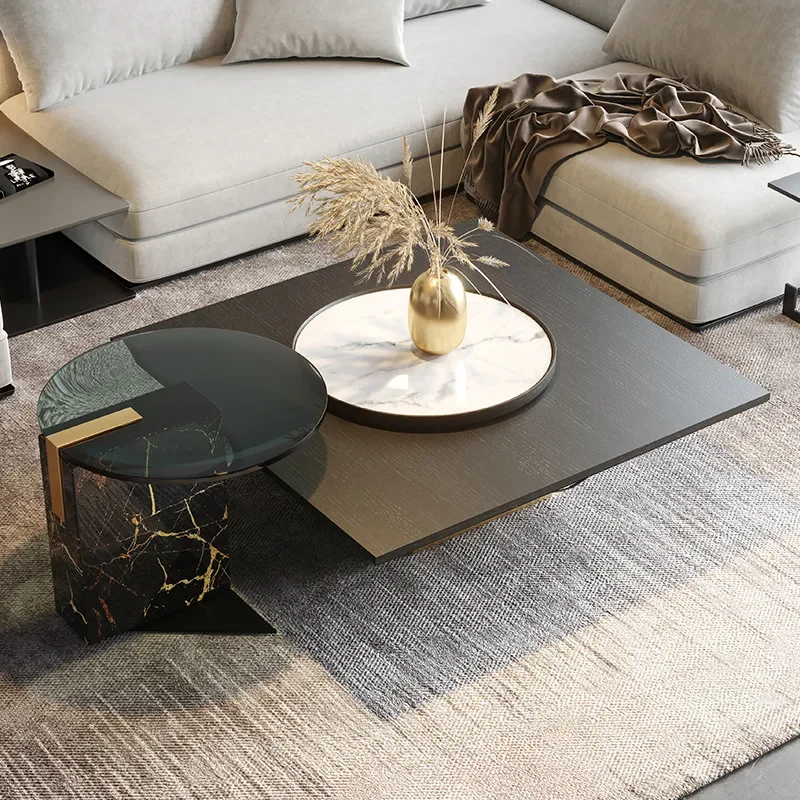 

Wabi-sabi style coffee table, square combination, large living room, high-end designer