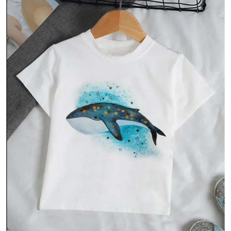 Summer Funny  Kids Clothes  Fashion Dolphin T Shirt Boys Design T Shirt  Round Neck T Shirt Tops