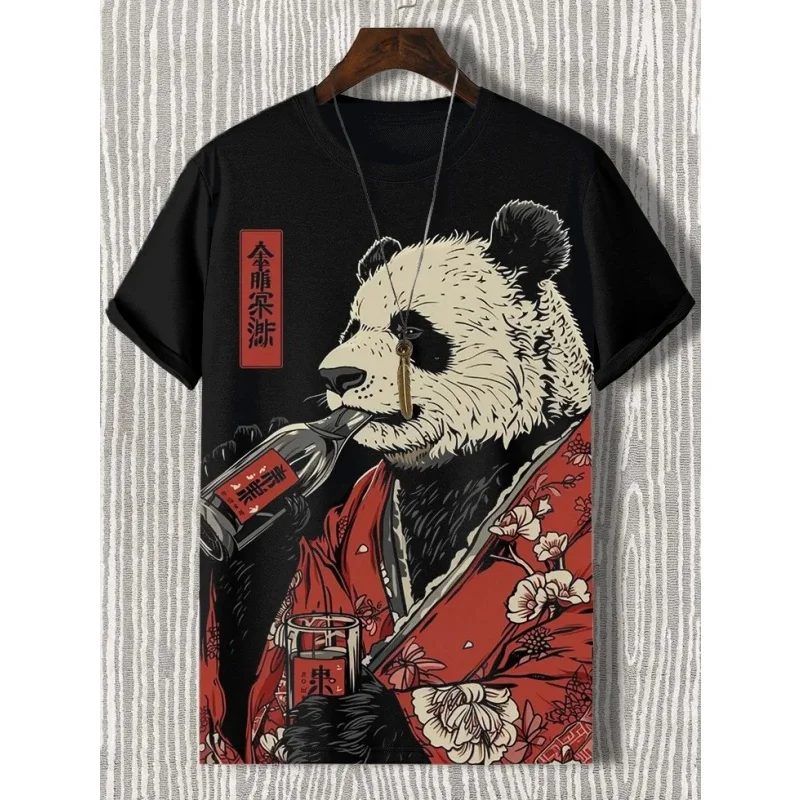 T-Shirt visage de Panda imprimé en 3D pour hommes, T-Shirts à motif de tentacules de chat, amples à manches courtes, col rond, vêtements de sport, été