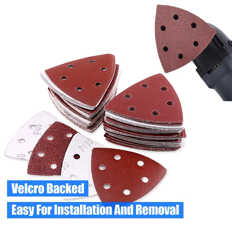 

10/20/50 PCS Triangular Sanding Disc 90*90mm 6 Hole Sander Hook & Loop Sandpaper Abrasive Tools For Sanding 40-2000 Grit