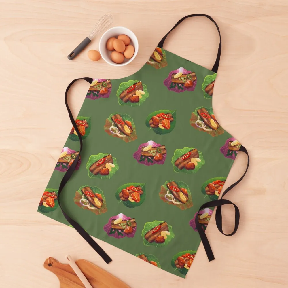 

Samgyeopsal Korean BBQ Wrap Sticker Pack Apron Custom Waiter Uniforms Hairdressing Hairdresser Accessories Apron