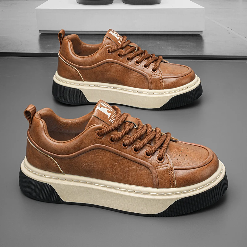 

Мужская повседневная зимняя новая модная универсальная кожаная доска Sport oes 2026, повышенная противоскользящая резиновая подошва...