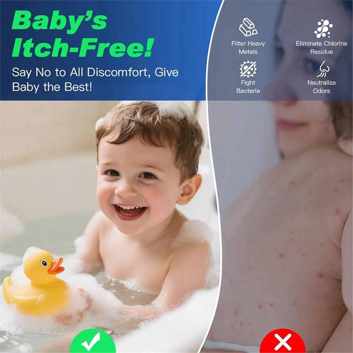 HITL Bathtub & Shower Filter - Removes 96% Chlorine, Lead & Fluoride Baby-Safe Soft Water for Sensitive Skin, Hair & Eczema