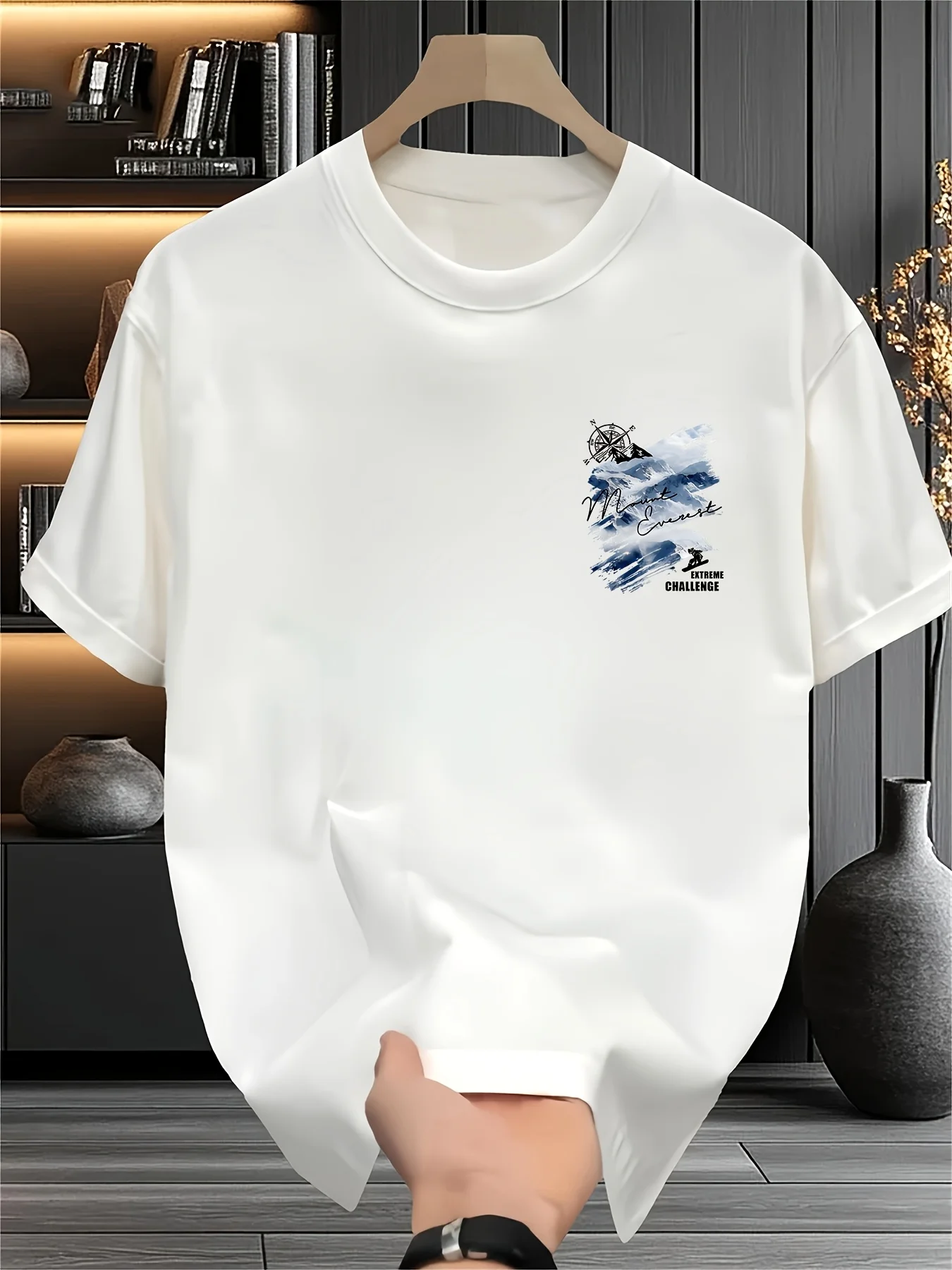 Herren Mountain Explorer T-Shirt 100% Baumwolle Outdoor Kompass Grafik-Print Vintage Wandern Streetwear Übergroßes Sommer-Tee – Detail 5