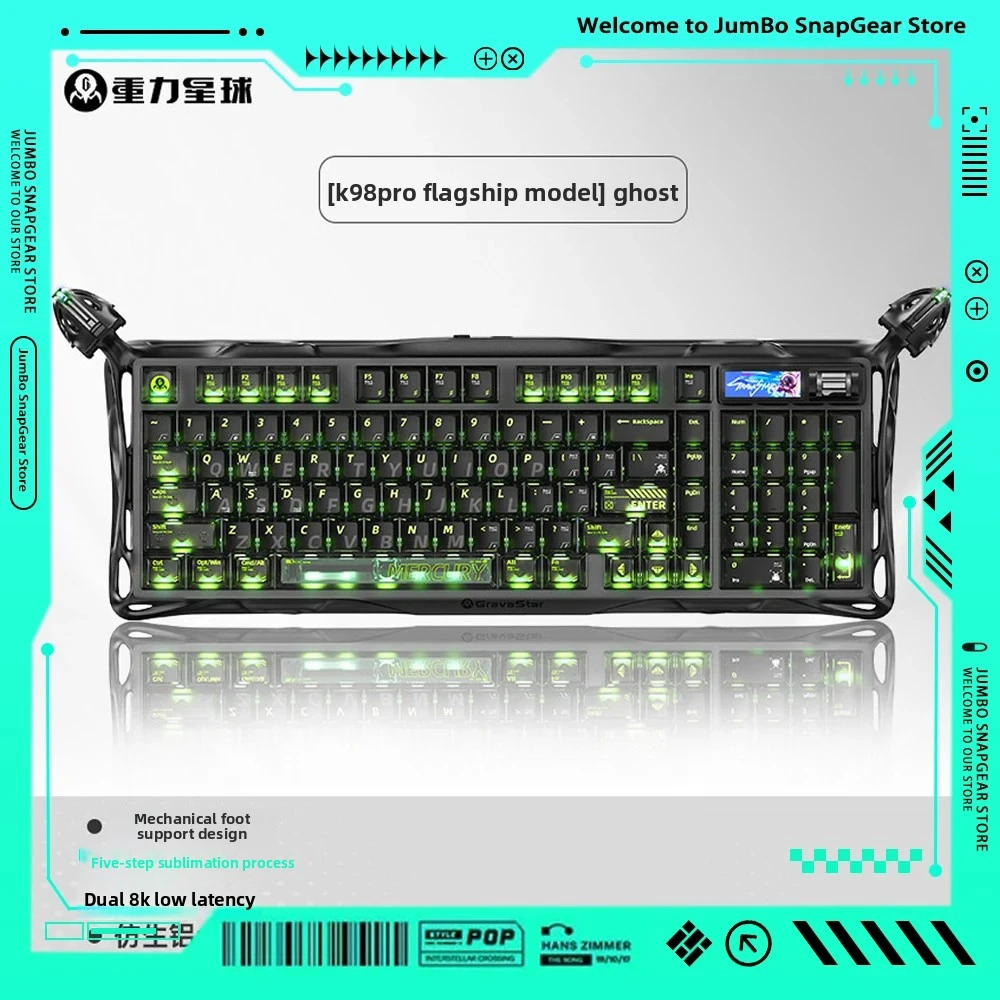 Gravastar K98 PRO Gaming Mechanical Keyboard 1.65 Inch Color Screen Dual 8k Wireless Three Mode Keyboard And Mouse Set For Games