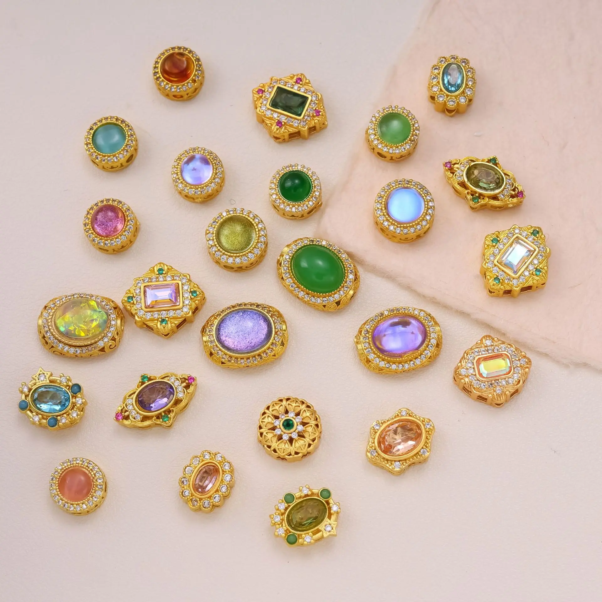 5 Pieces of Copper Gold-plated Zircon Spacer Beads DIY Pearl Bracelet Necklace Hand String Jewelry Accessories Wholesale