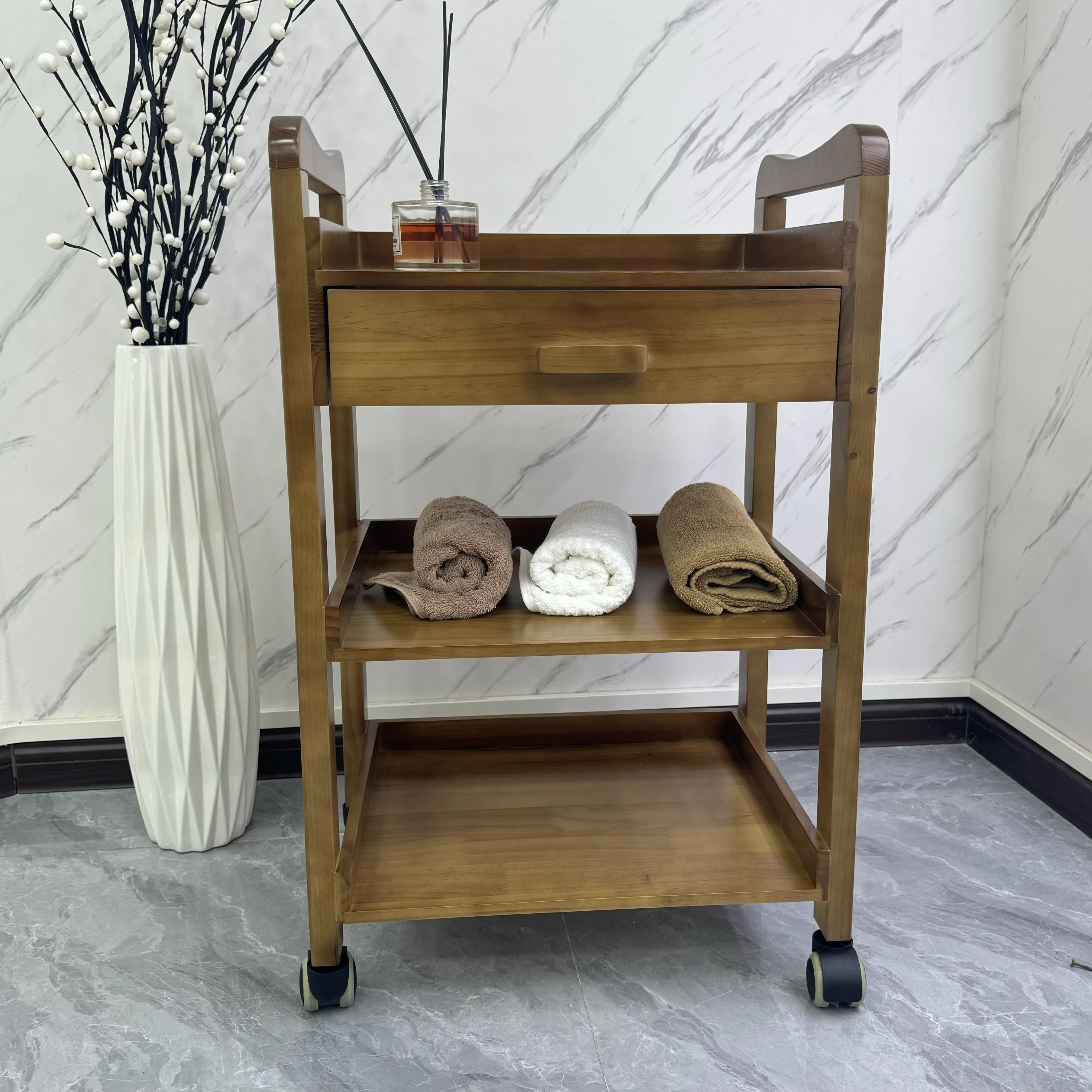 

Beauty Salon Trolley Beauty Shop Special Hair Salon Shelves Trolley Solid Wood Hairdressing Instrument Tool Trolley