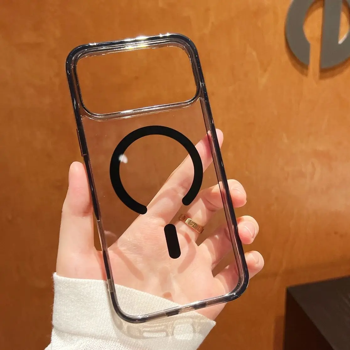 

Ultra Thin High Clear Black White Magnetic Phone Cases for iPhone 17 Pro Max 17Air 17Pro Hard PC Light Back Cover for Magsafe