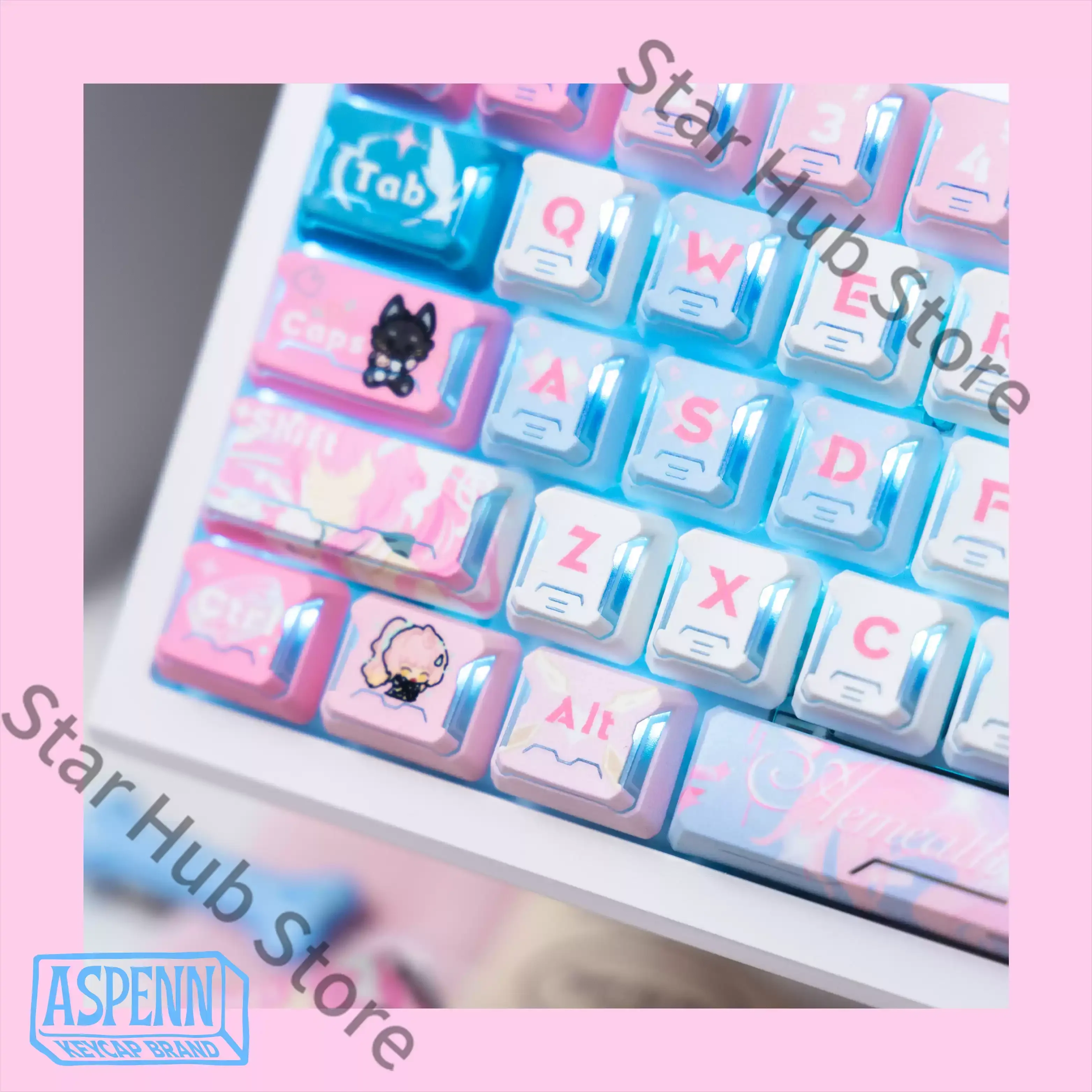 Wuthering Waves ‌Aemeath‌ Cosplay Anime PBT Keyboard Cap Kforce Front Light Transmission Original Keycap Ornament Game Gifts view 3