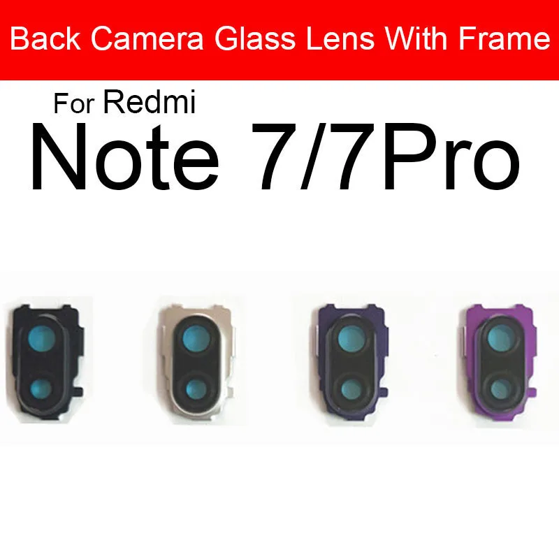 Back Rear Camera Lens For Xiaomi Redmi Note 7 8 Pro Note 8T Camera Lens Glass Cover Frame + Sticker Protection Replacement Parts