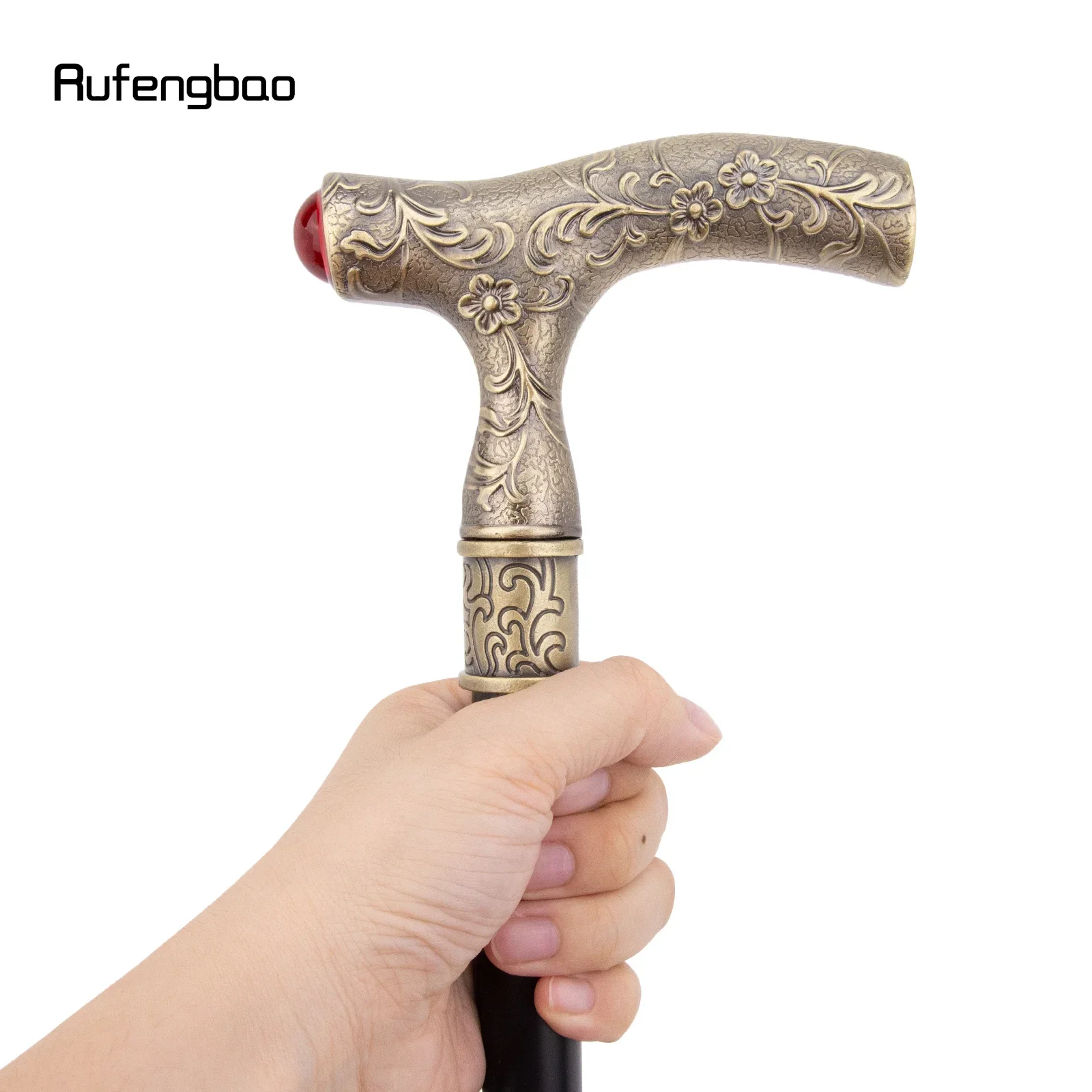 Rode Diamant Koperen Bloem Bal Mode Stok Decoratieve Stok Cospaly Vintage Party Modieuze Wandelstok Crosier 92cm