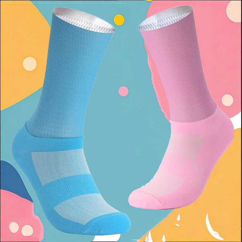 

Летние велосипедные носки для мужчин и женщин, бесшовные нескользящие спортивные носки из силикагеля, дышащие сетчатые велосипедные носки для гоночных автомобилей