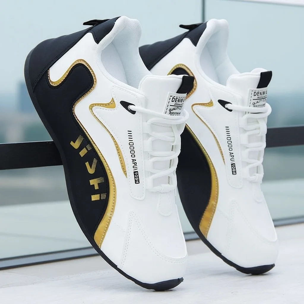 Men's Breathable Sneakers Mesh Leather Light Weight Non-slip Running Jogging Gym Fitness Casual Sports Shoes