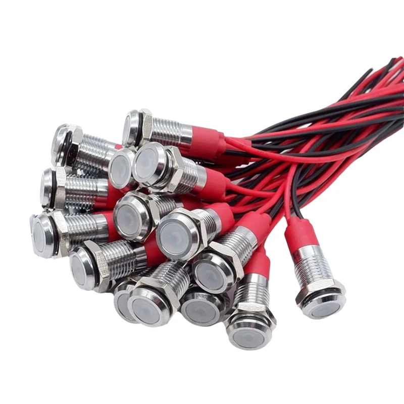 24-Hour Delivery 20Pcs 6Mm Metal LED Warning Indicator Light Signal Lamp Pilot Onboard Display Lights With Wire 3V