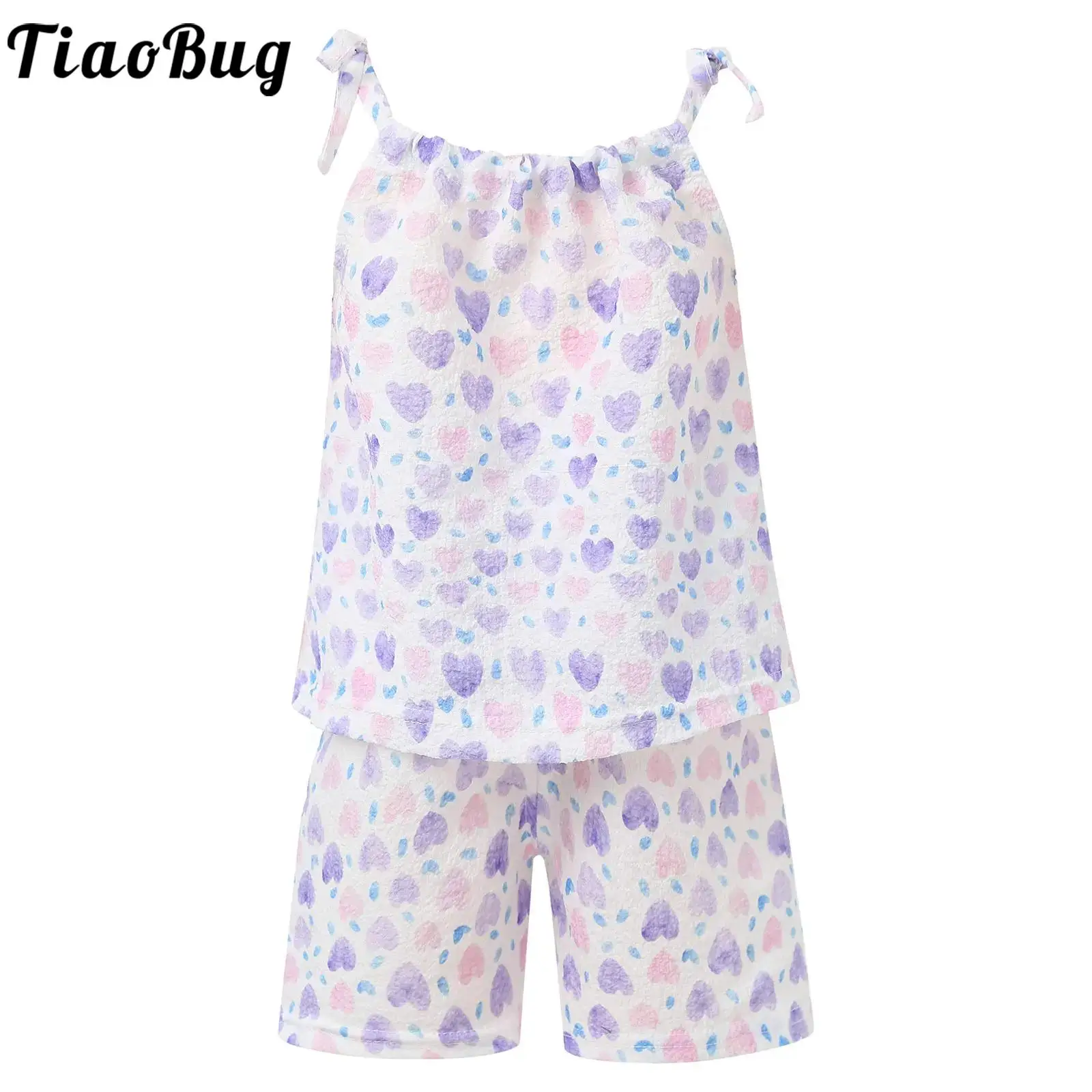 Toddler Baby Girls Summer Clothes Hanging Neck Sleeveless Tank Top with Shorts Set Floral Fruit Print Outfit Casual Holiday Wear