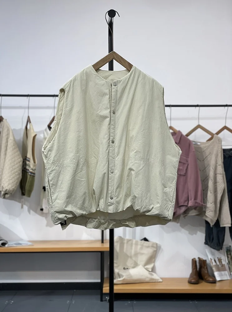 

Faionable Cotton Single-Button Vest Loose Fit Versatile Age-Defng Winter New Arrival European Sle Women's Tank Top