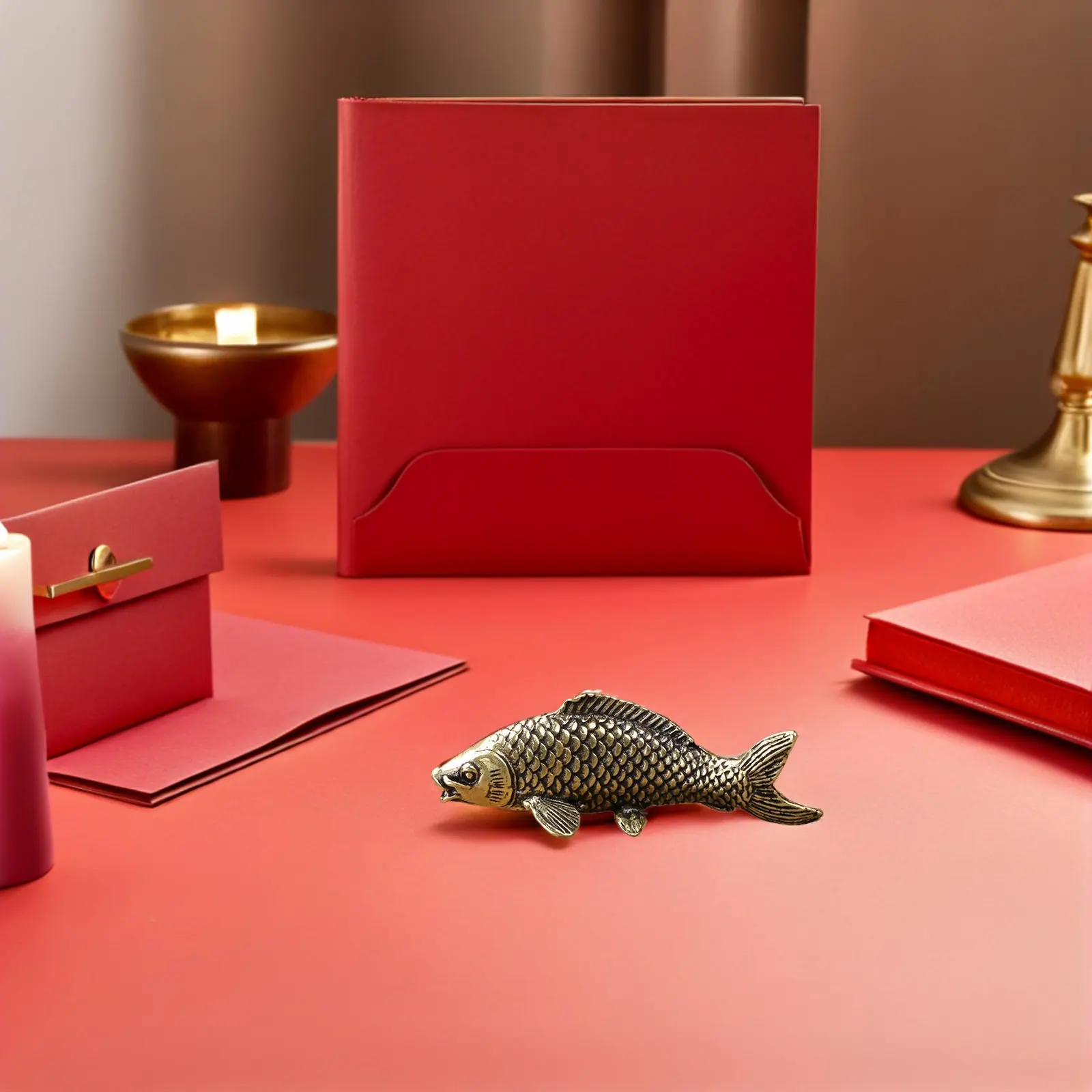 Carp Shape Copper Ornament Desktop Decoration Metal Home Decor Adornment Portable Lightweight Art Piece for Kids Room Office