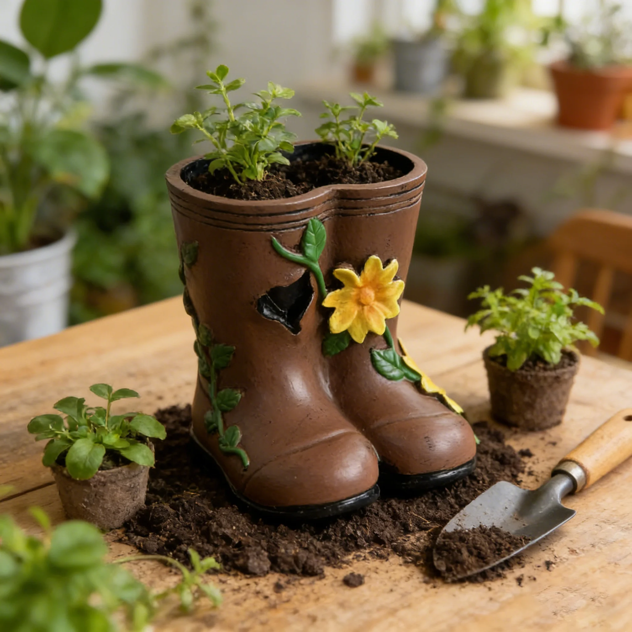 Creative Rain Boots Flowerpot Green Potted Plants Vase Container Home Courtyard Garden Decor Handicrafts Ornament Gifts