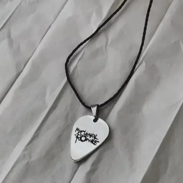 My Chemical Romance Cosplay Stainless Steel Necklace Men Women Rock Band Guitar Pick Pendant Choker Jewelry Accessories Gifts