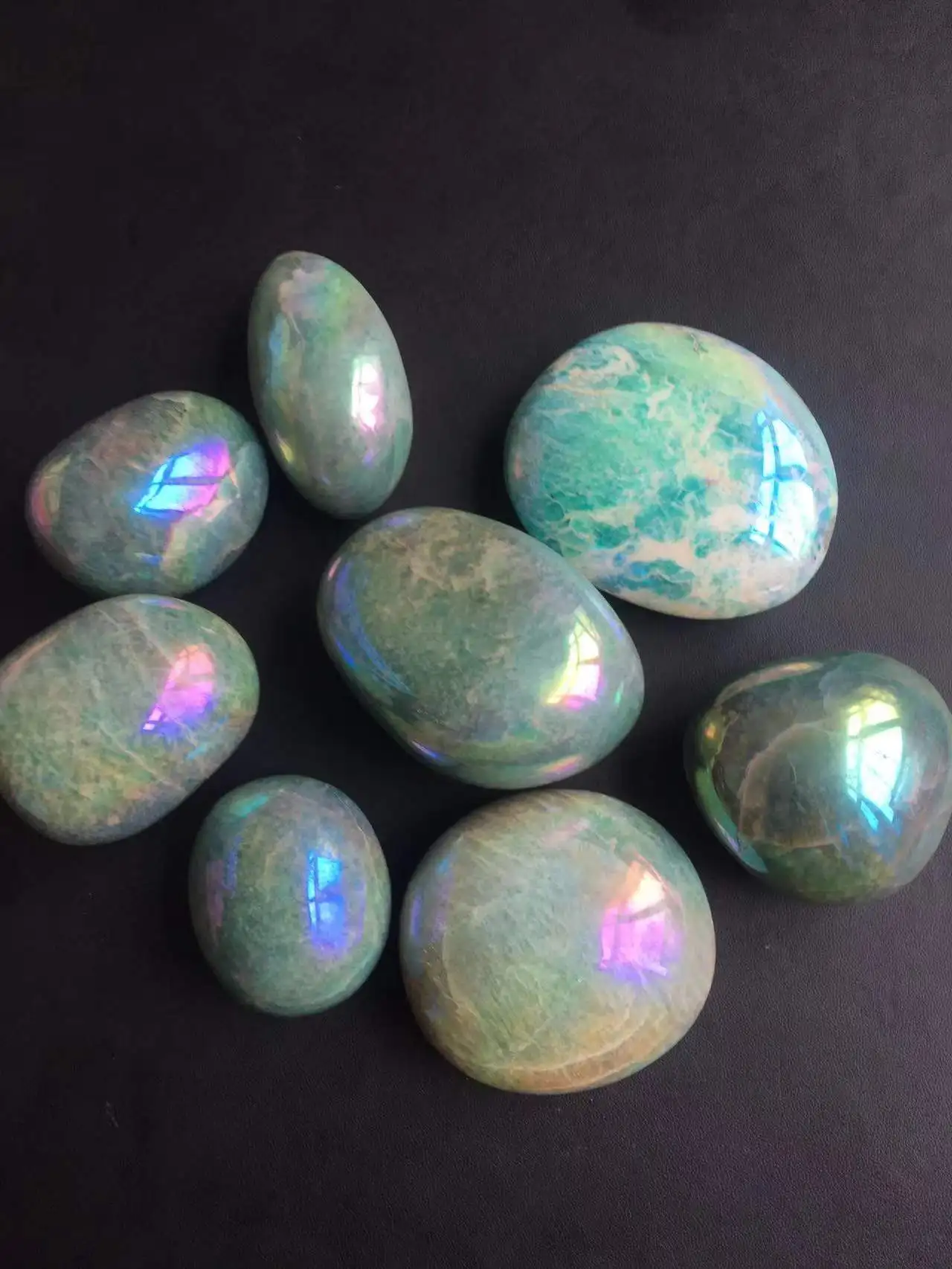 

Natural Aura Amazonite Palm Stones Healing Reiki Gemstones Home Decoration Quartz Crystal Feng Shui Meditation