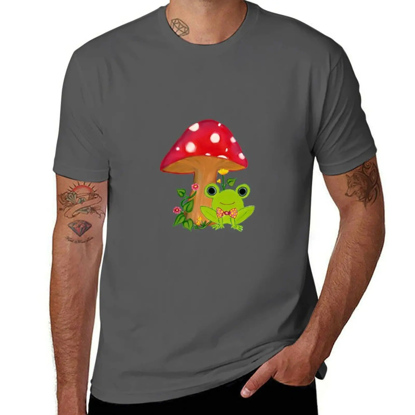 

The Frog and the mushroom T-Shirt croswit shirt man Short sleeve tee mens cotton t shirts