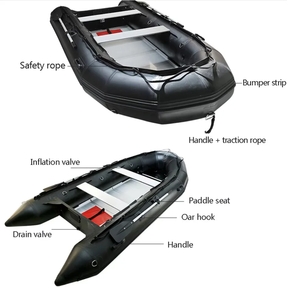 1.2mm PVC Inflatable Assault Boat with Alloy Floor Fishing for Lake River Anti-Collision Rubber Boat Drifting Water Sports Boat