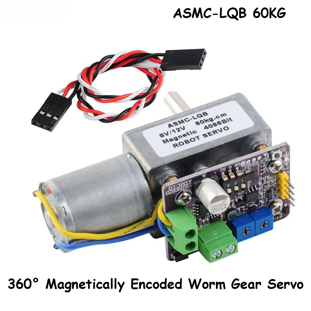 

ASMC-LQB 60 кг сервопривод RC 360 градусов магнитный энкодер червячная передача снижение отключения питания самоблокирующийся сервопривод для управления клапаном рычага робота