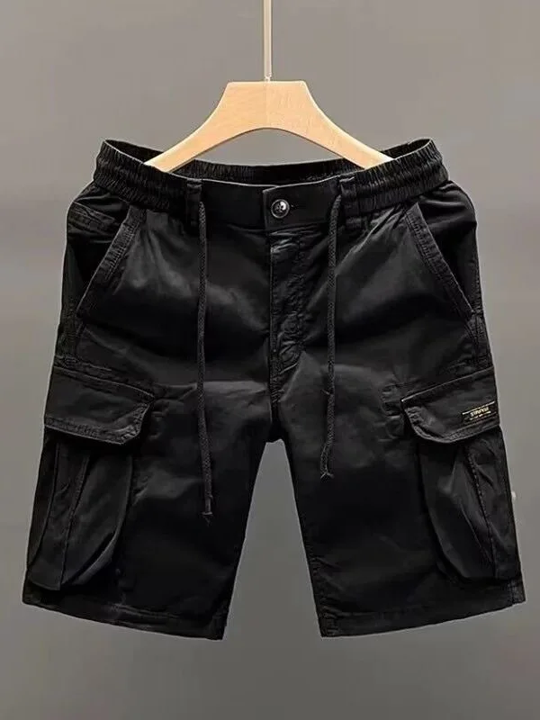 

Summer Cotton Work Trousers Mid-Length Loose Straight Leg Thin Sweat Absorbing Casual orts for Men Multi-ket Loose Fit