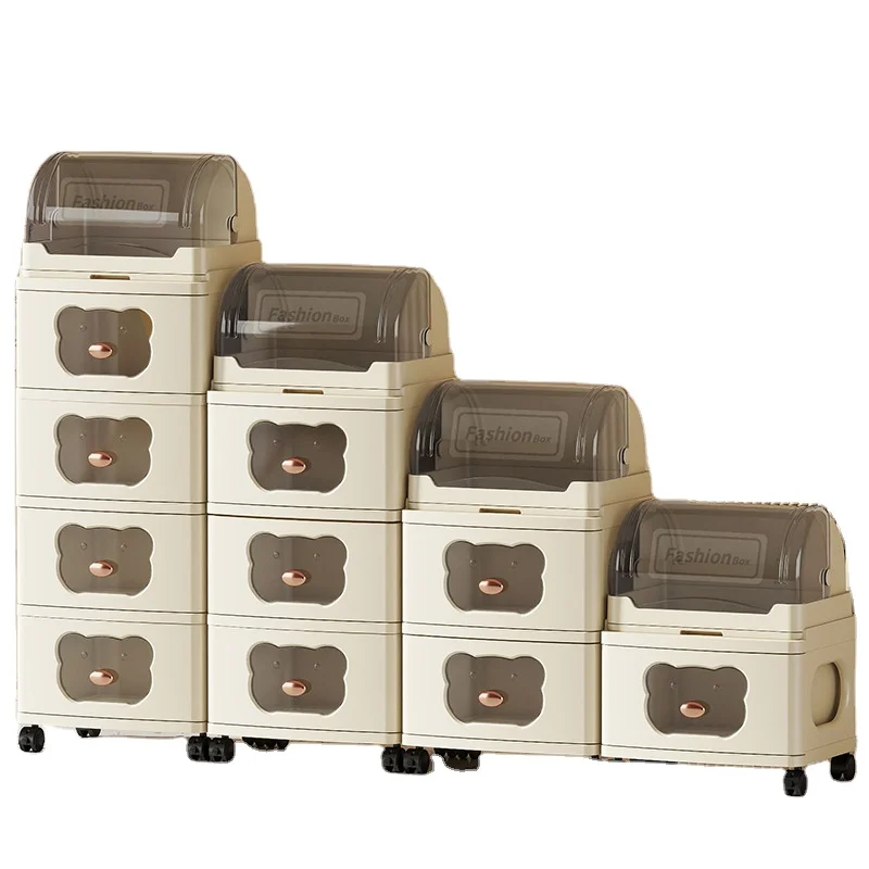 Small Plastic Trolley Storage Rack Home Use Living Room Snack Toy Organizer Movable Baby Multi-Layer Cabinet