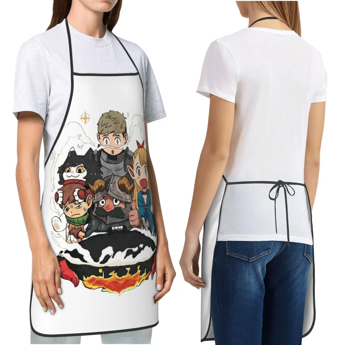 Delicious In Dungeon Senshi Cooking Anime Apron Chef Cooking Baking Tablier Bib Kitchen Cleaning Pinafore for Women Men Painting