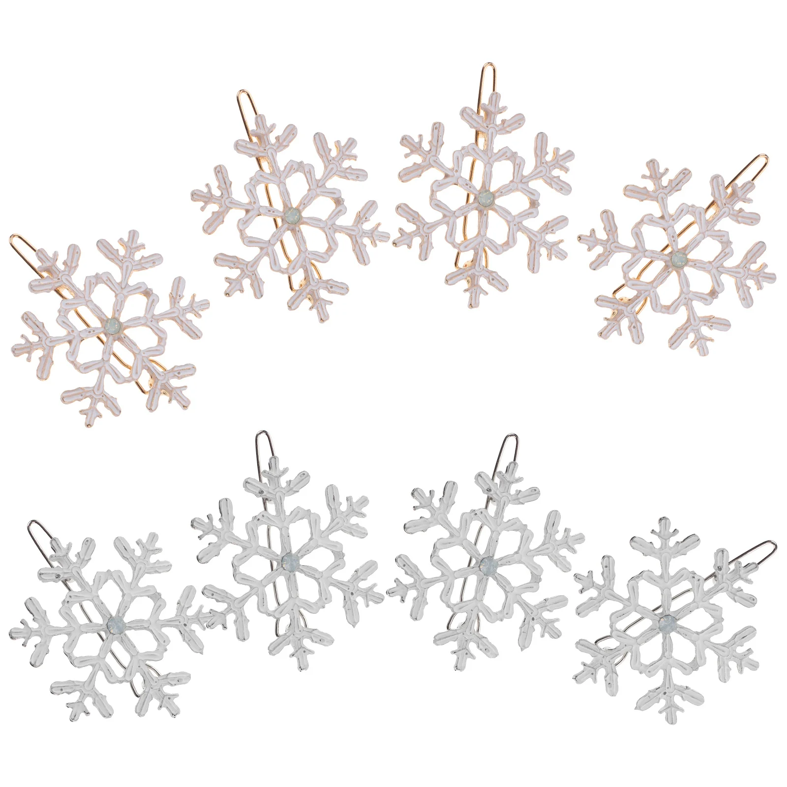 8Pcs Shining Snowflake Hair Clips Pretty Christmas Barrettes Women Hair Pin Xmas Gift Christmas Barrettes Alloy Hairpin