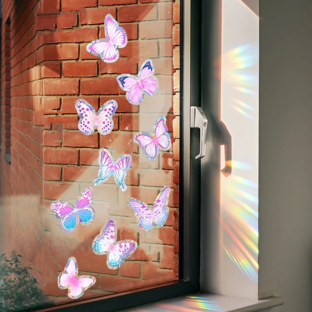 Butterfly Self-adhesive Removable Rainbow Prism Wall Decal Electrostatic Glass Stickers Window PVC Suncatcher Sticker Ornament