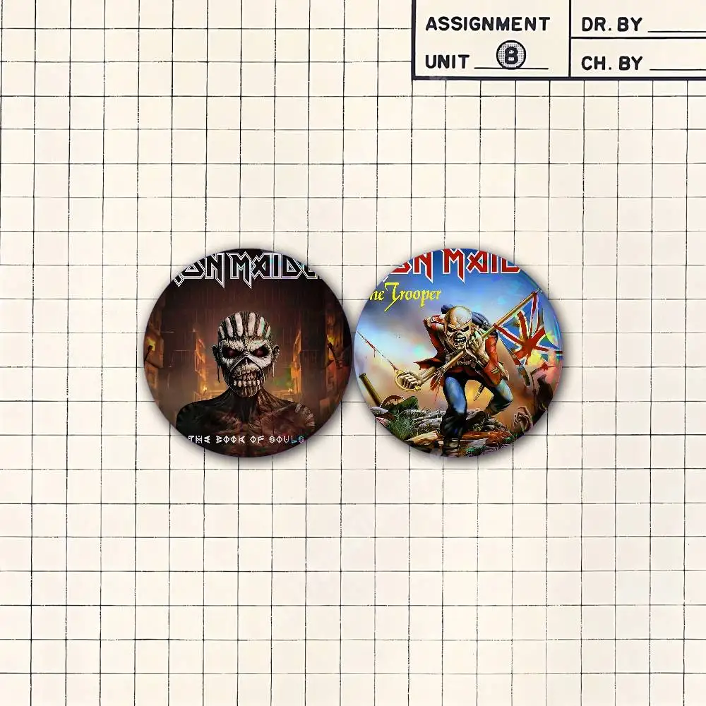 I-Iron M-Maiden Band Eddie Album Cover Button Badge 2PC Sets for Bags & Clothes & Accessories Metal Pin Vibrant Collection