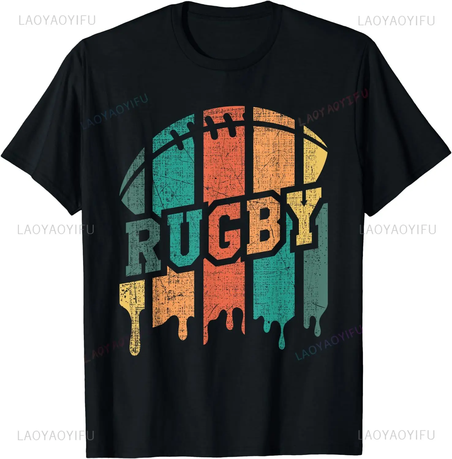 

2025 Vintage Rugby Player Sports Retro Men Boys Soccer T-Shirt Cute Print Cartoon TShirt Men Women Fashion Tee Creativity