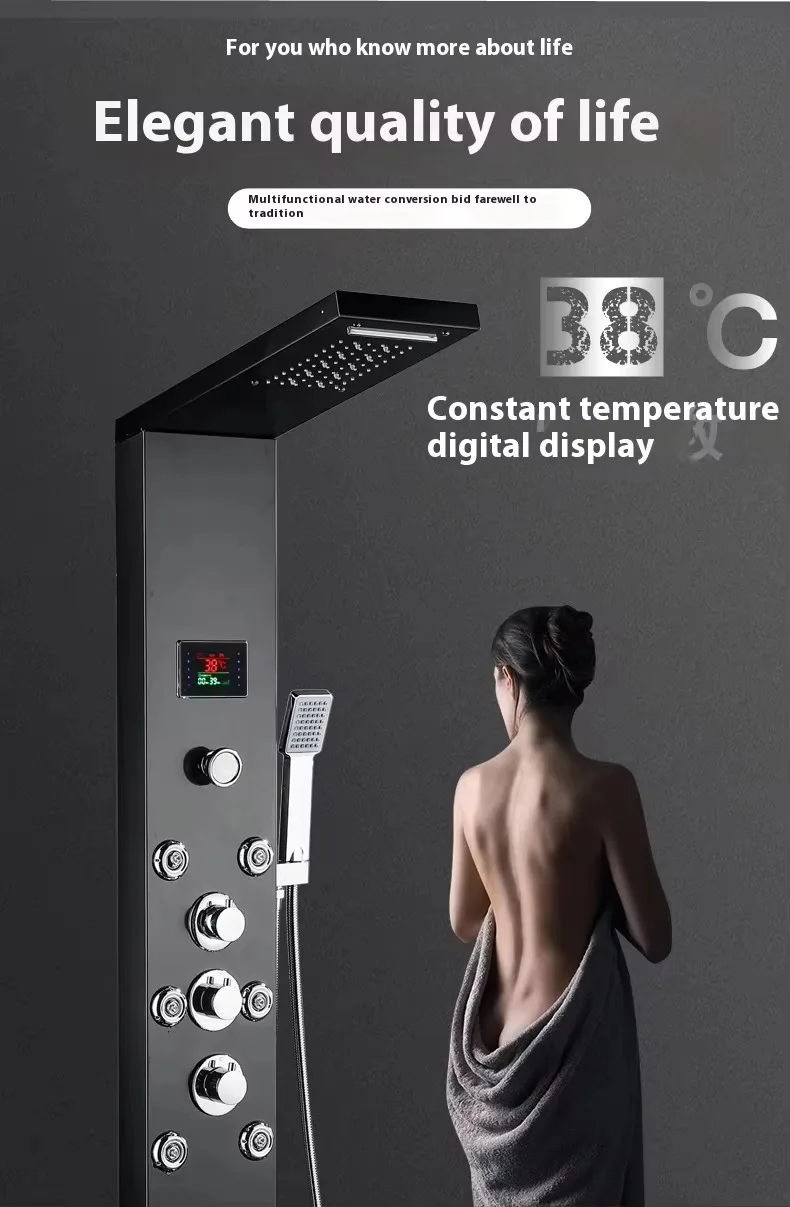 

Luxury Stainless Steel Smart Wall Mounted Versatile Shower Panel Mixer Tap Set