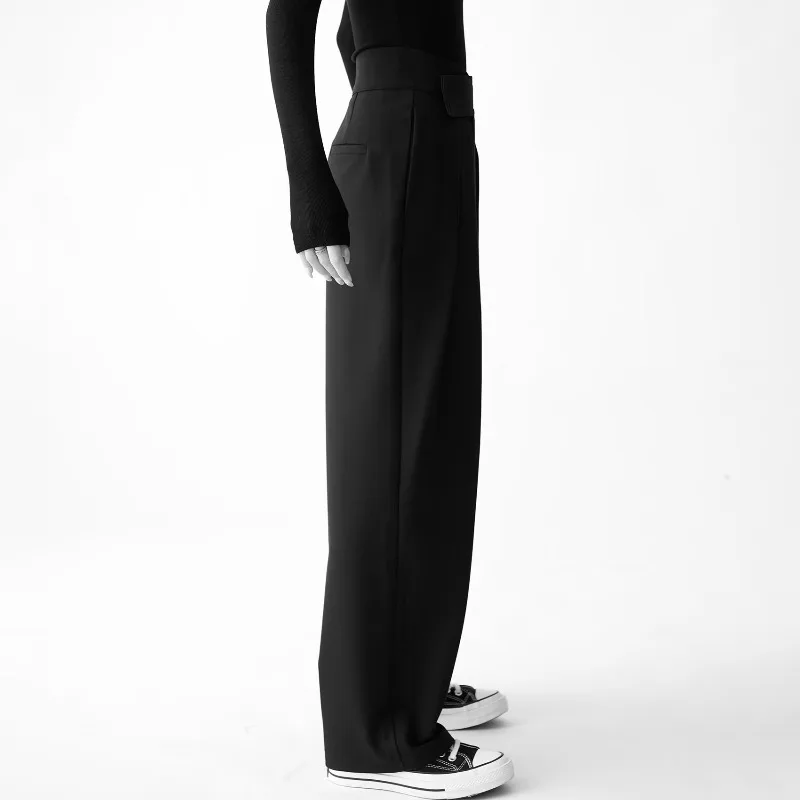 Black Suit Pants Wide Leg for Women Spring Autumn New Hanging Feeling Floor Dragging Pants Office Lady Cool Full Aura Unleashed